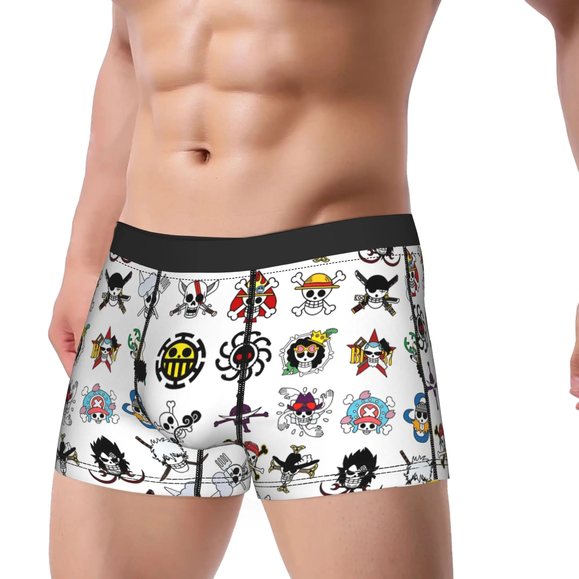 Hot Boxer Shorts Panties Briefs Men Japan Anime Zoro Luffy Skull Underwear One Piece  Soft Underpants for Homme M-XXL