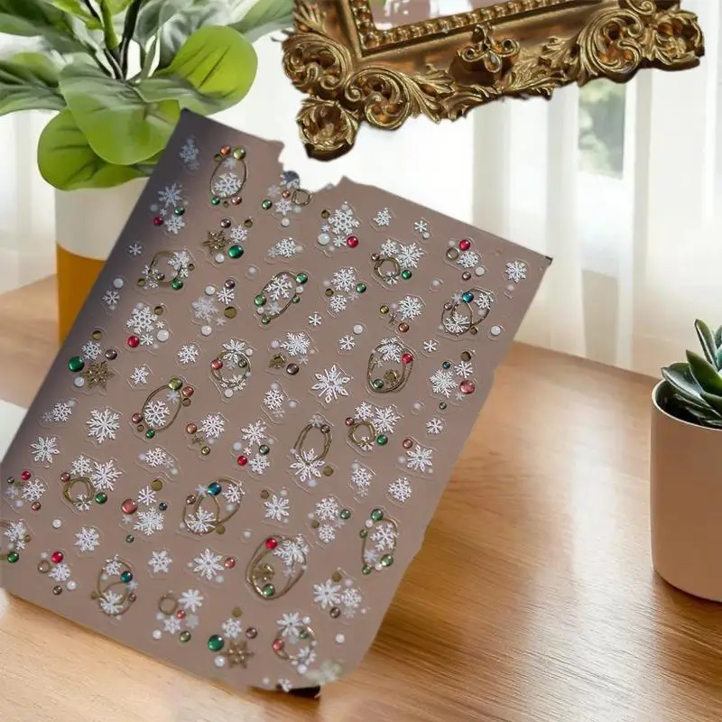 Charming Holiday Polka Dot Snowflake Nail Decals Female Nail Printing Raised Stickers Yuletide Nail Ornaments
