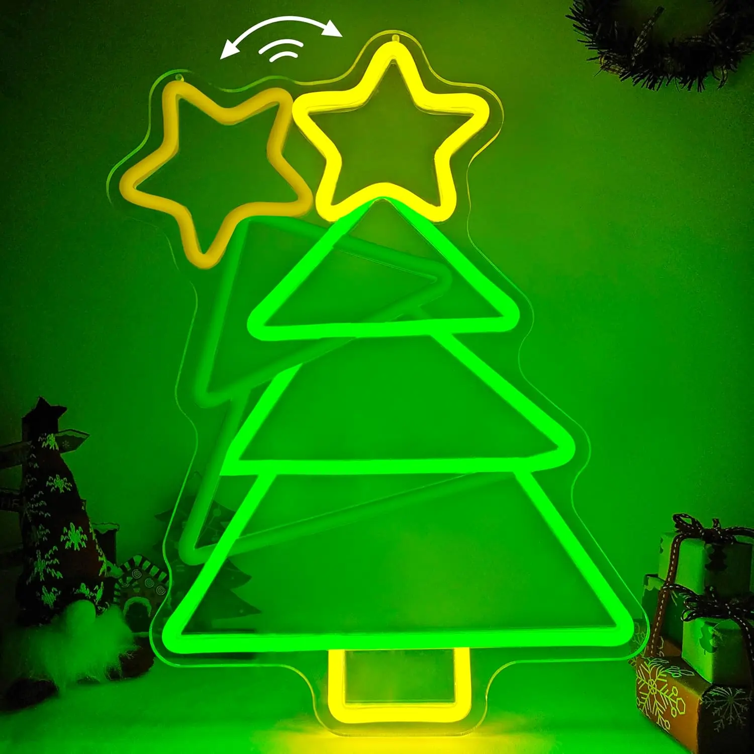 وميض شجرة عيد الميلاد النيون USB عكس الضوء LED ضوء النيون لغرفة النوم المنزل حفلة بار مهرجان نافذة عيد الميلاد ديكور هدية #2