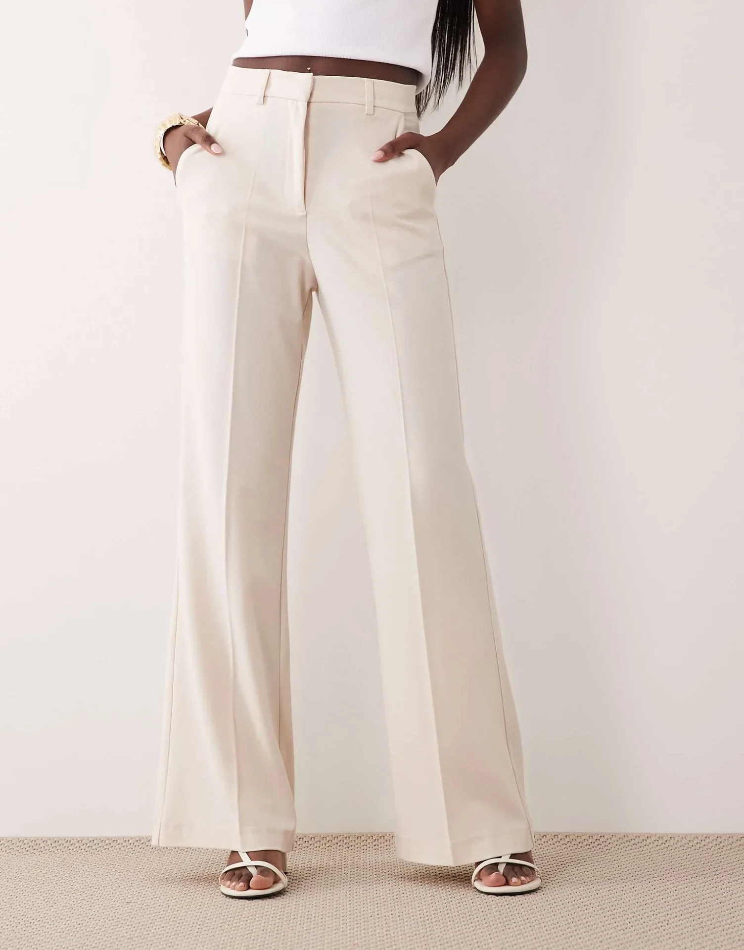 2027 High Waist Flared Pants Women Solid Color Formal Suit Trousers Elegant Office Wear Slim Fit Casual Bottoms With Pockets