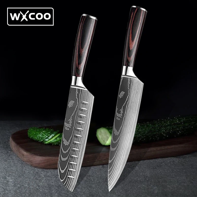 

Professional Chef Kitchen Knives Japanese Santoku Slicing Utility Knife Stainless Steel Meat Cleaver Butcher Knife Kitchen Tool