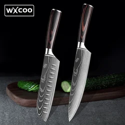 Professional Chef Kitchen Knives Japanese Santoku Slicing Utility Knife Stainless Steel Meat Cleaver Butcher Knife Kitchen Tool