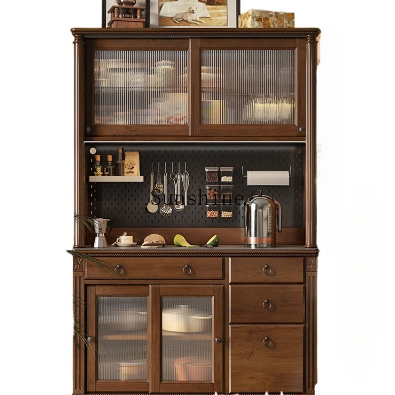 

American small apartment solid wood dining side cabinet narrow integrated wall high cabinet
