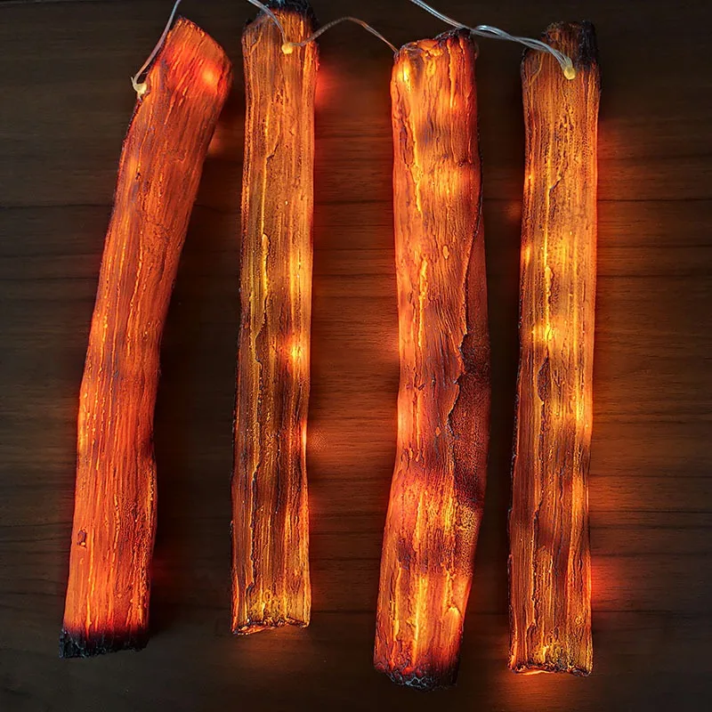 Resin Imitation Charcoal Fake Firewood Fireplace Log Bonfire Light Fire Pit Decor Restaurant Festival Home Realistic Burning Log
