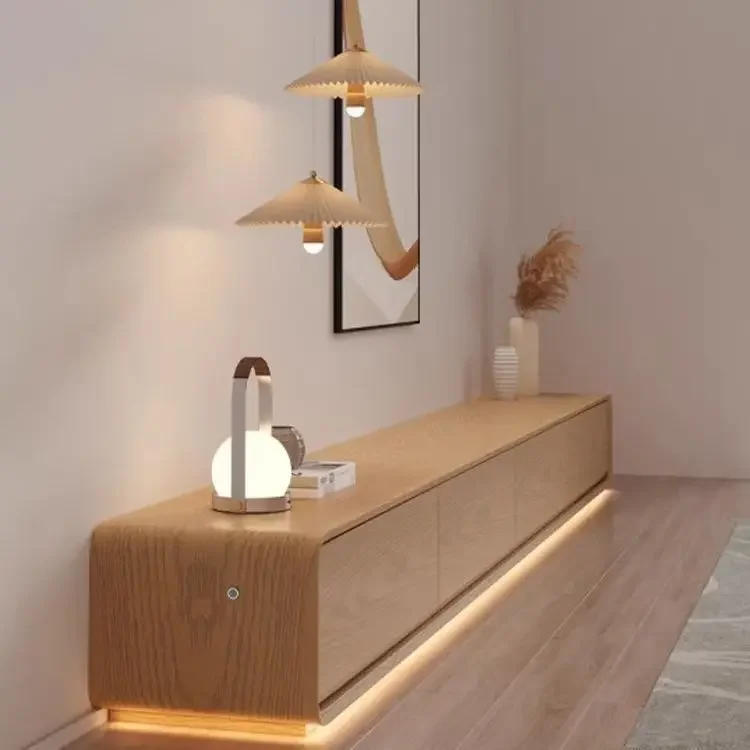 Simple floor TV  coffee  combination modern small apartment living room home log color TV