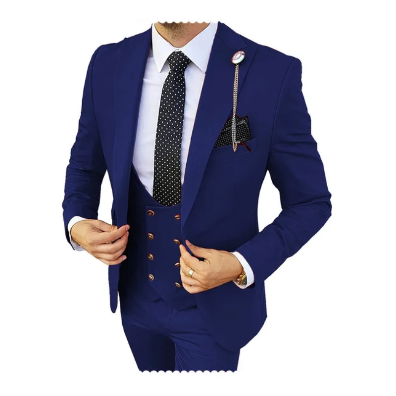 Formal Men 3 Piece Tuxedos Regular Fit Business Groom Tuxedos Wedding Dress Coustime Homme Mmariage Custom Blazer+Pants+Vest