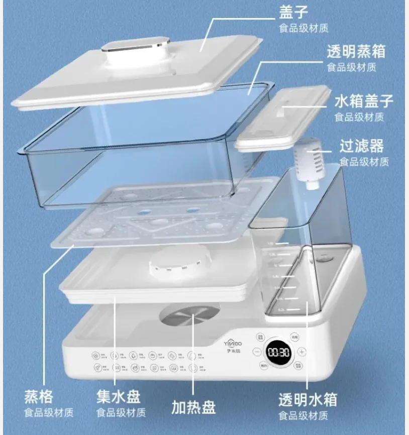 

Smart Electric Steamer 110V/220V Large Capacity Multifunctional Household Stainless Steel Outer Tank LYH