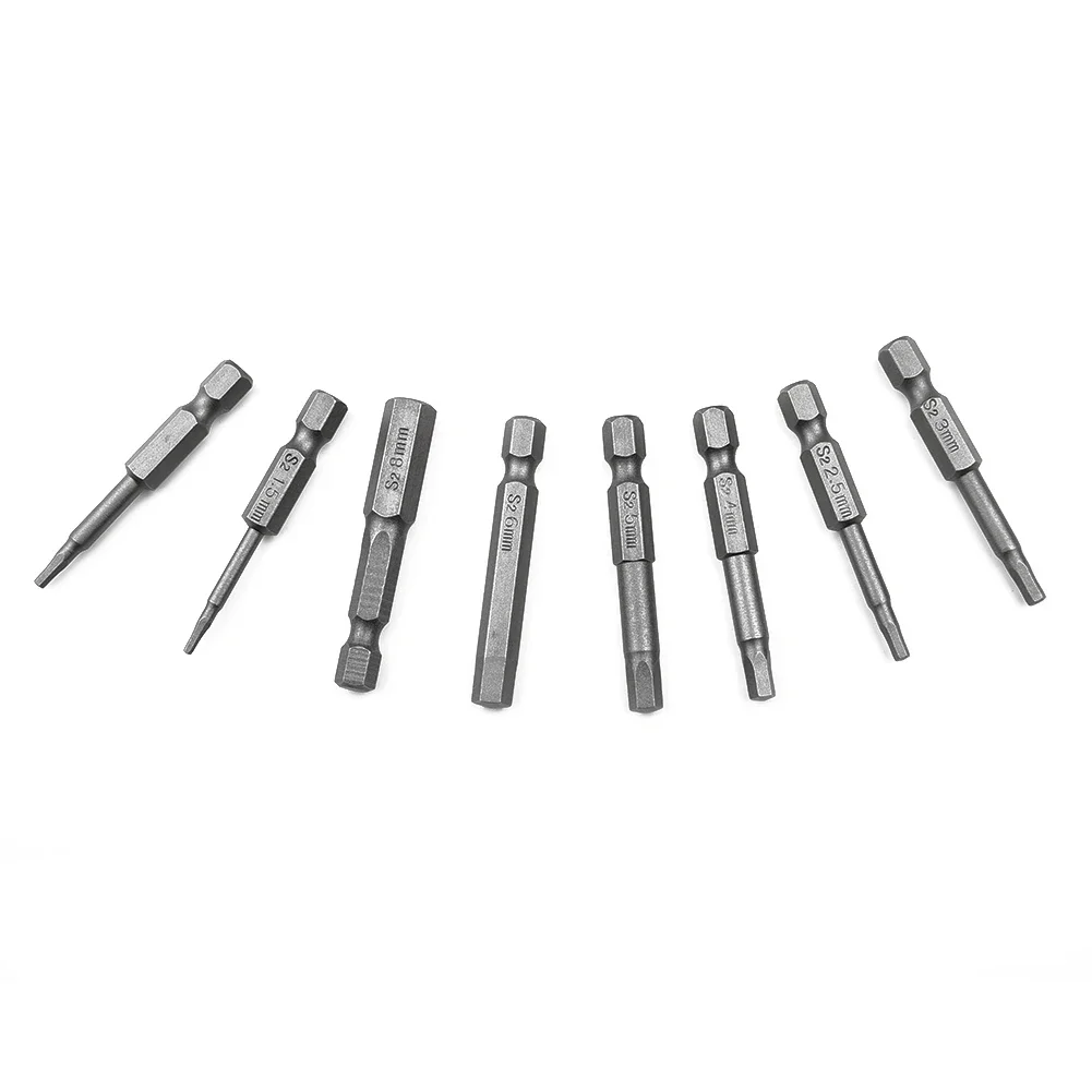 8Pcs 1/4in Hex Shank Screwdriver Bits Set 1.5-8mm Hexagon Head Key Wrench Drill-Bit Magnetic Impact-Driver Drill-Bit Woodworking