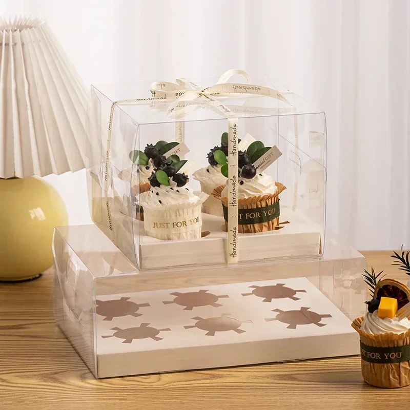 

2/4/6-hole Transparent Paper Cupcake Box Paper Cupcake Pastry Carrying Rack Wedding Birthday Party Supplies Plastic Cake Boxes