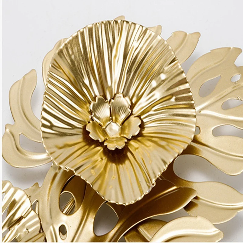 나뭇잎 금속 벽 장식 벽 조각 장식, 럭셔리 다리미 행잉 아트워크, 기념일 거실 선물, 집, 52.5x21cm