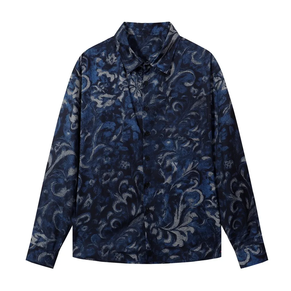 

Retro Printed Aesthetic Loose Grunge Long Sleeve Hawaiian Shirts Goth Men Women's Streetwear Aloha Button Tops Winter Spring