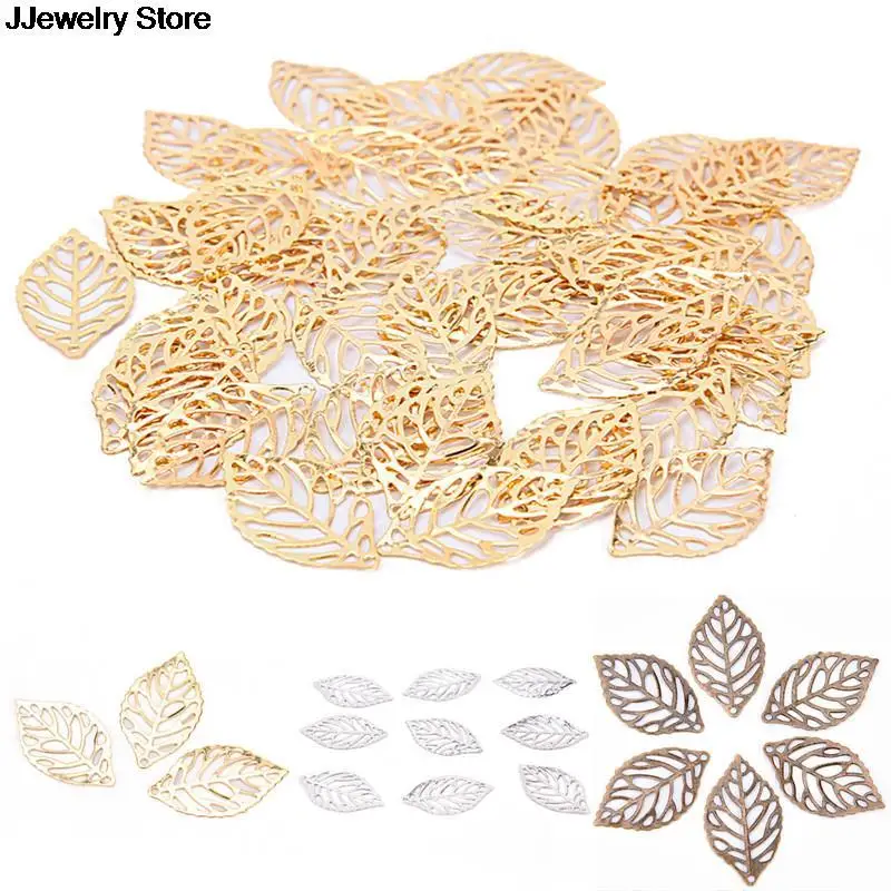 

hot 50 pieces/lot Flowers Slice Leaves Charms Setting Jewelry DIY Makings White,Gold,Bronze Antique bronze Metal Filigree