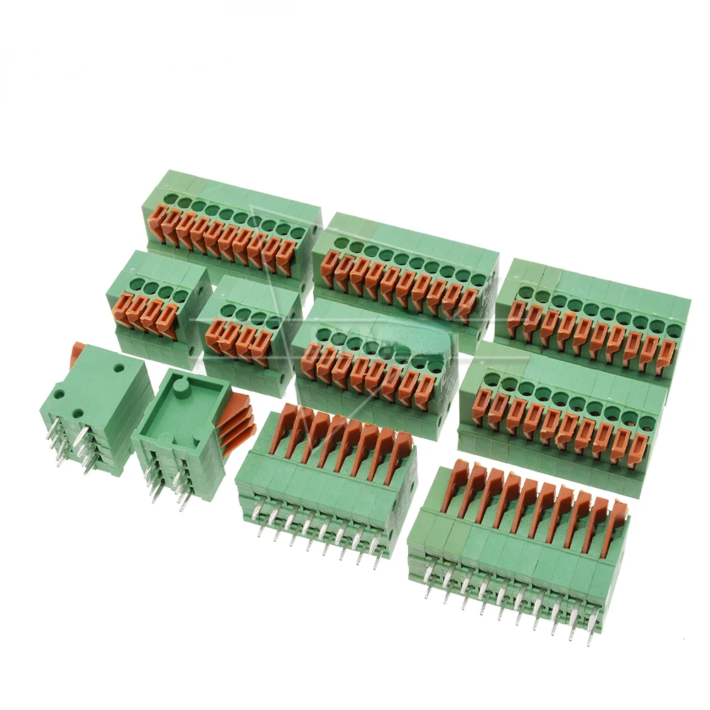 5PCS KF141R KF141V 2.54mm Pitch PCB Straight Foot Connectors 2/3/4/5/6/7/8/9/10P 141V-2.54 Spring Screless Copper Terminal Block