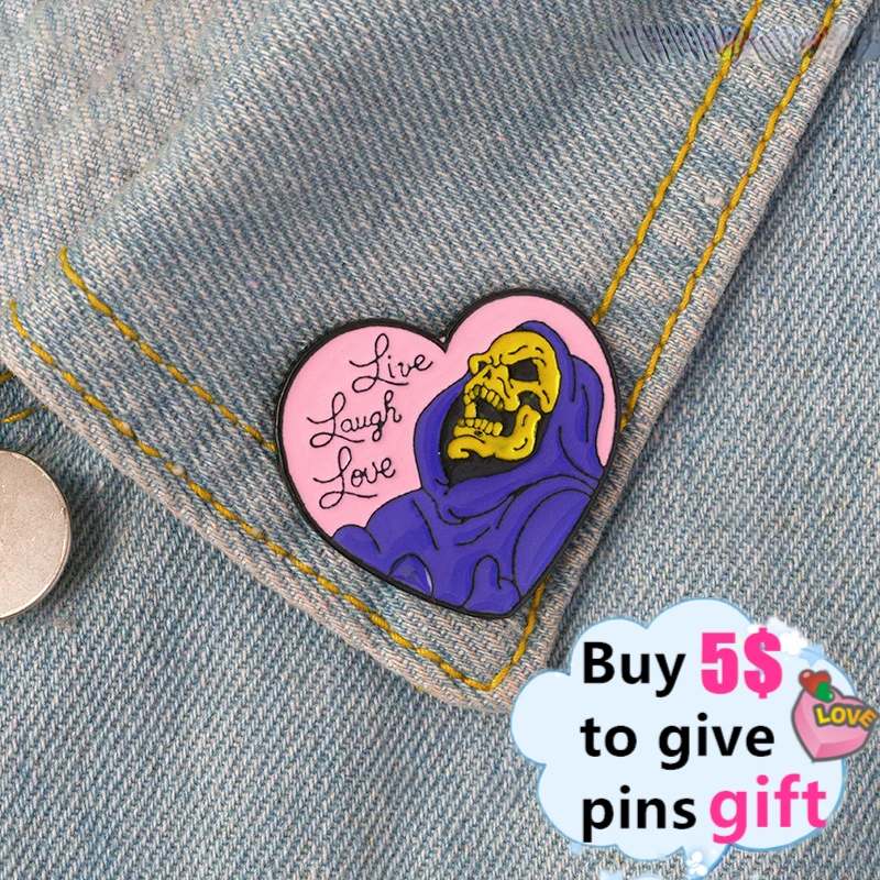 Wholesale Brooch and Pin Beelejuice Cat Death Heart Balloon Game Turntable Console Gamepad Food Box Enamel Badge Gift for Friend