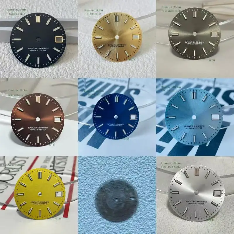 Silber 28,5 mm grünes Datum Ziffer Blau Schwarz S-Logo Zifferblatt NH35 NH36 Automatikwerk grün