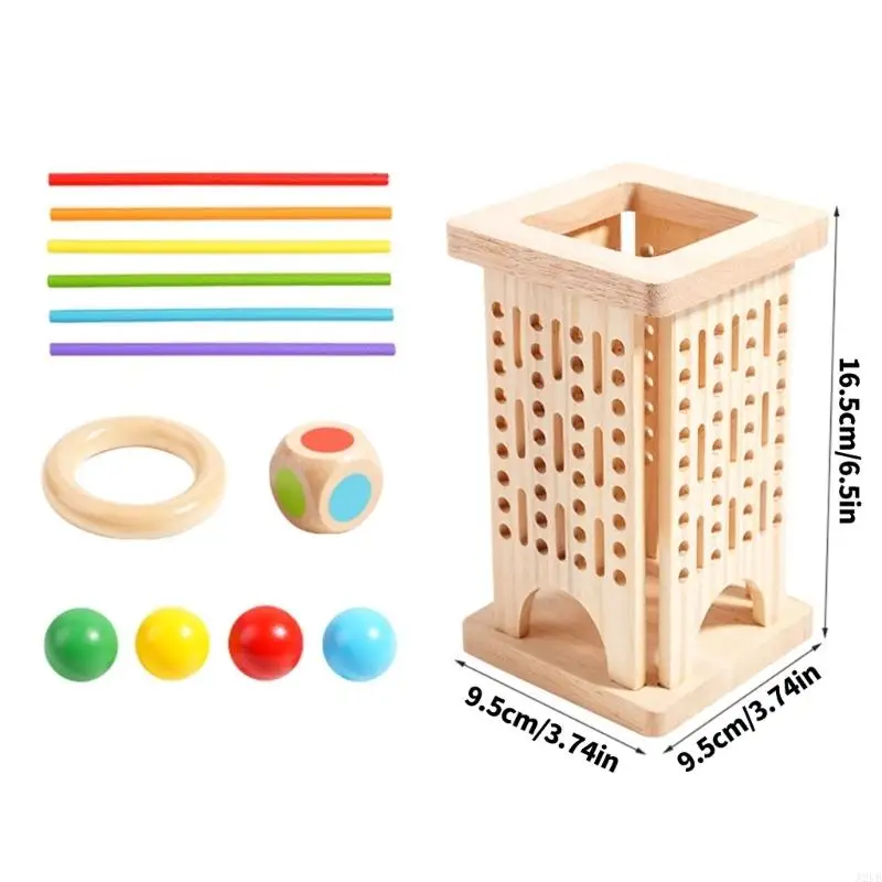 Colorful Wooden Stacking Tower Game For Kids With Base Enhances Focusing And Hand Eye Coordination A2UB