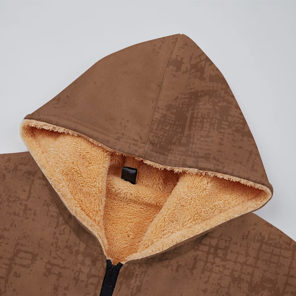 Men's and women's thick wool hooded zipper jacket, basic pocket for winter and autumn, outdoor warmth coats  men clothing