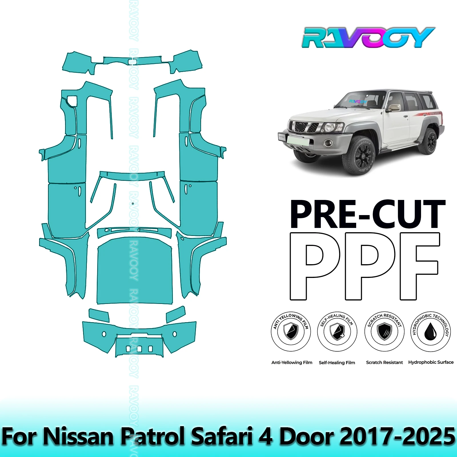 For Nissan Patrol Safari 4Dr 2017-2026 Full Exterior Body 8.5Mil Pre-Cut Paint Protection Film Stone Chip Kit Clear/Matte/Black