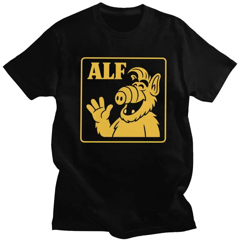 Custom Male Alien Life Form ALF T Shirts Short-Sleeve Cotton Tshirt Streetwear T-shirt Leisure Tee Slim Fit Clothing