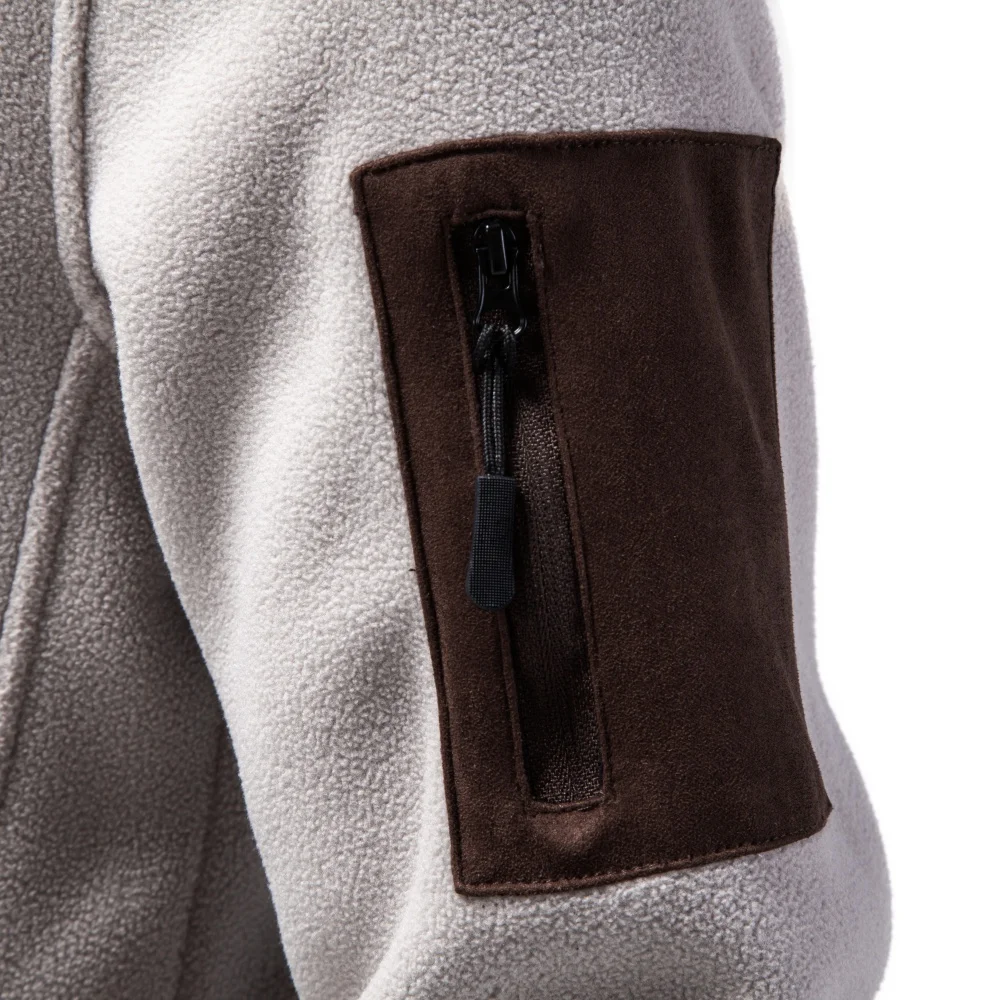 AIOPESON Herren Fleecejacke mit mehreren Taschen, Kapuze, durchgehendem Reißverschluss, Wildlederkapuze, Streetwear, Herbst-Winter, warme Oberbekleidung – Detail 18