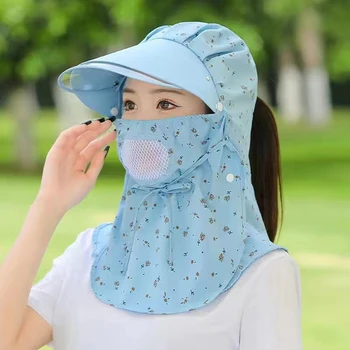여성용 바이저 모자, 목 커버, 햇빛 차단, 코튼, 여성 패션, 하이킹, 여름, 작업 모자