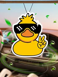 Funny and Cute Yellow Duck with Sunglasses, Car Air Freshener, Wardrobe Air Freshener, Perfume, Rearview Mirror Decoration, Car Interior Pendant, Natural Scent Air Purifier, Anime Cartoon Toilet Fragrance Sachet, Living Room Office Room Bedside Hanging Ornament
