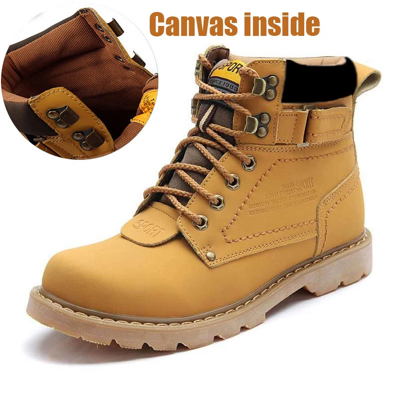 Xiaomi Men Winter Ankle Snow Yellow Boots with Fur Genuine Leather Shoes High Quality Women Men Outdoor Work Shoe Plus Size 46