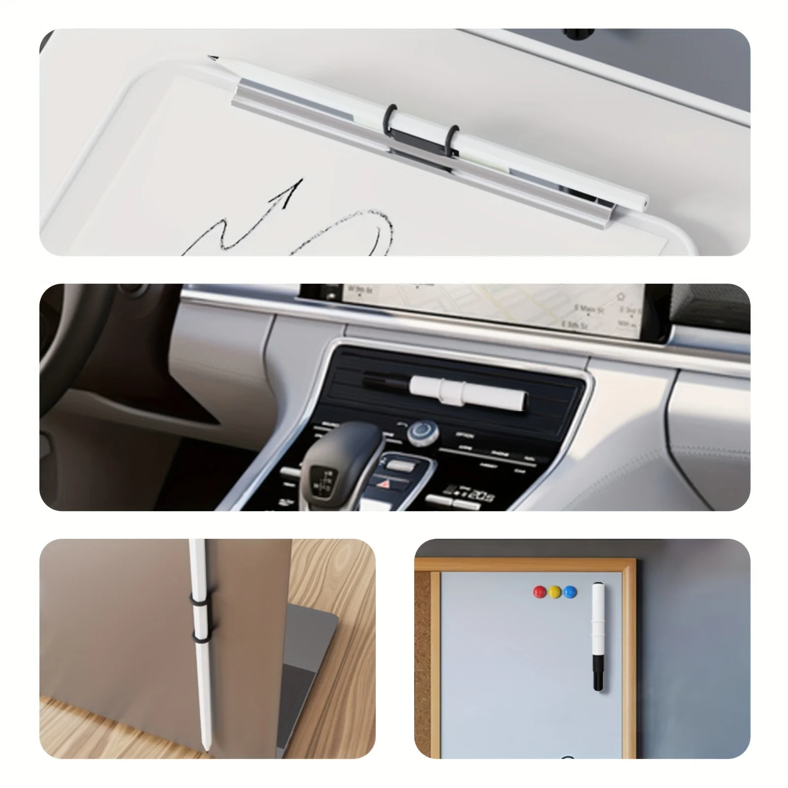 6-farbiger magnetischer Stifthalter für Büro, Whiteboard, selbstklebende Bleistifthaken, verstellbare Silikon-Magnetmarkierungshalter für den Kühlschrank – Detail 7