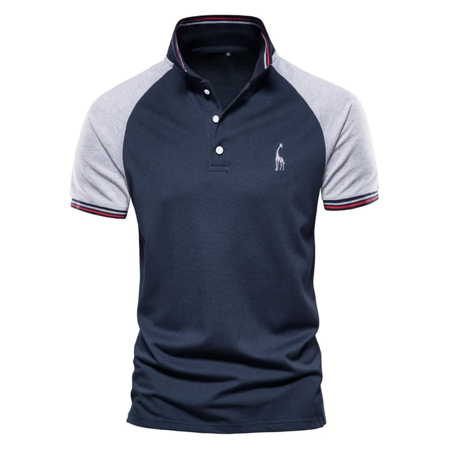 AIOPESON Polo con bordado de jirafa para hombre camisas de retales de Color solido ropa informal calidad de marca AliExpress