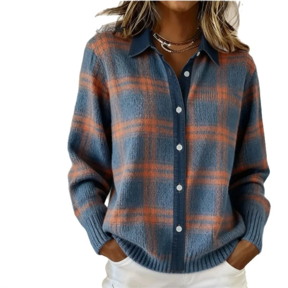 الربيع والخريف مطبوعة متقلب طويلة الأكمام التلبيب قميص للنساء موضة عادية فضفاضة ومتعددة الاستخدامات الإناث أفضل 2025 #3