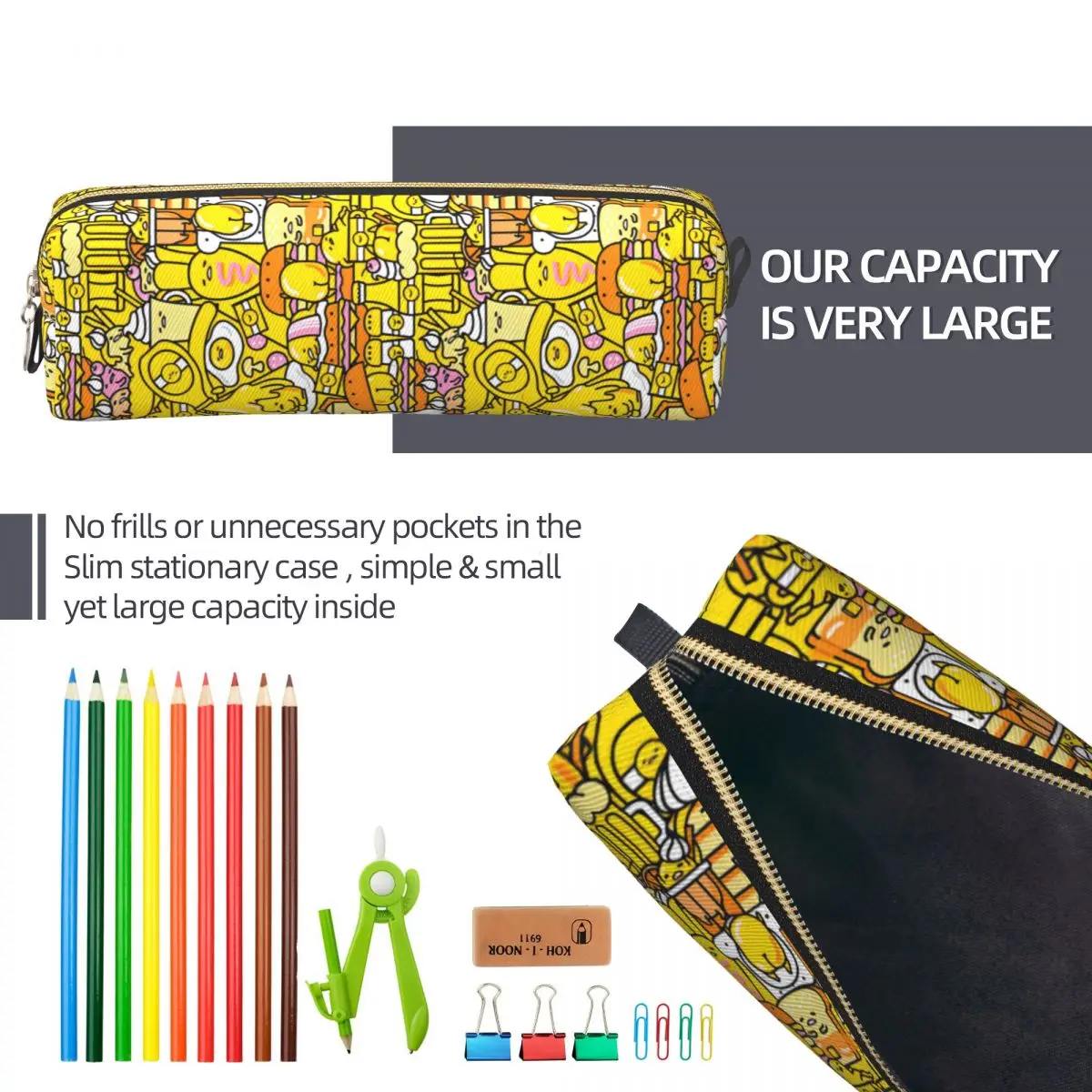Cartoon Gudetama The Lazy Egg Pencil Case Fun Pen Bag Student Large Storage Office Gift Pencil Pouch