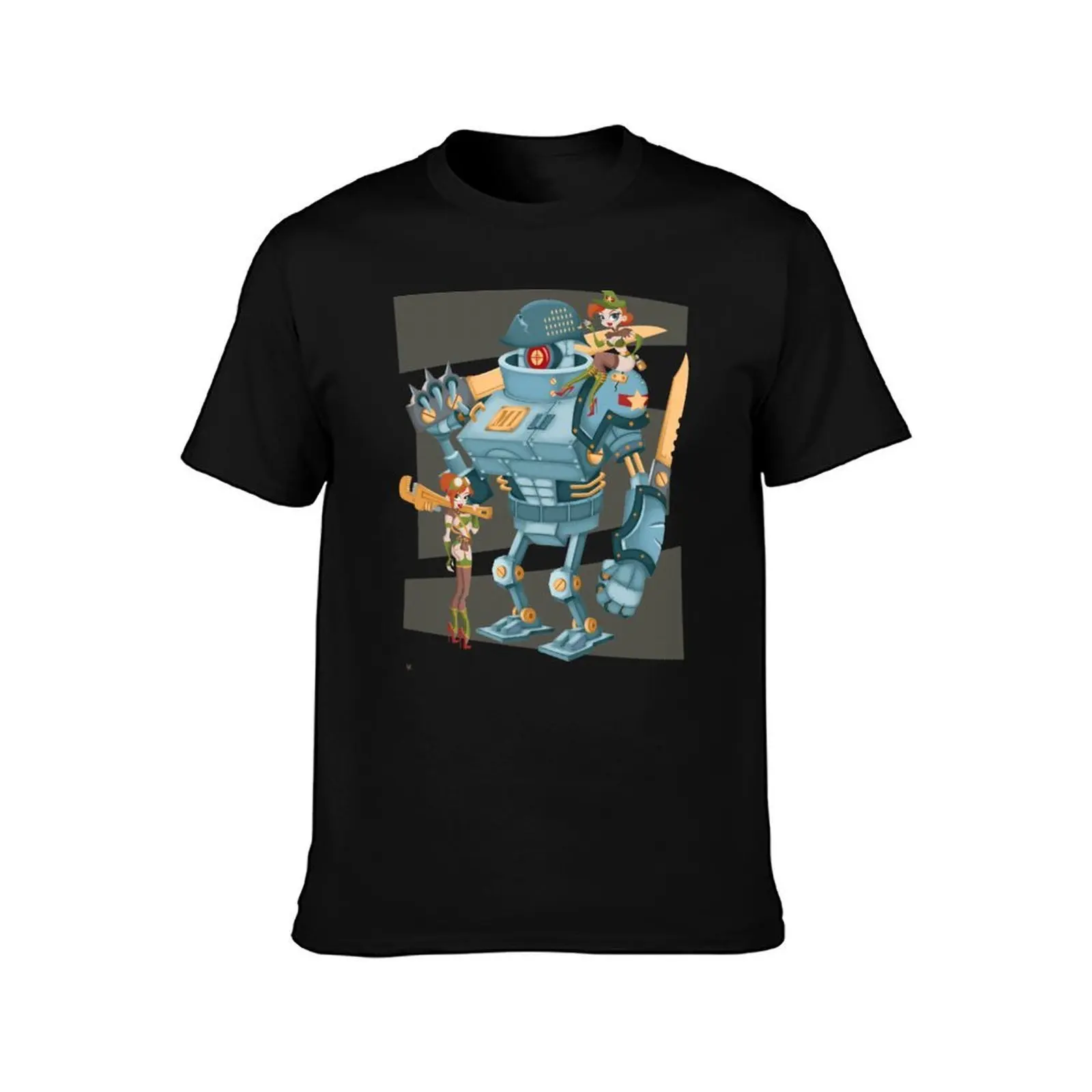 Bot Girls T-Shirt, Summer Casual Cotton Tee, Oversized Streetwear Tops, Vintage Graphic Print, Loose Fit Short Sleeve