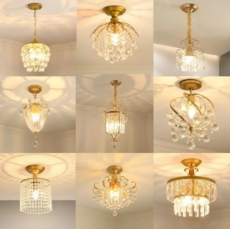 Merican Kleine Kristallen Kroonluchter Verlichting Voor Slaapkamer Studeerkamer Plafond Kroonluchters Goud Zwart Glans Cristal Verlichtingsarmaturen