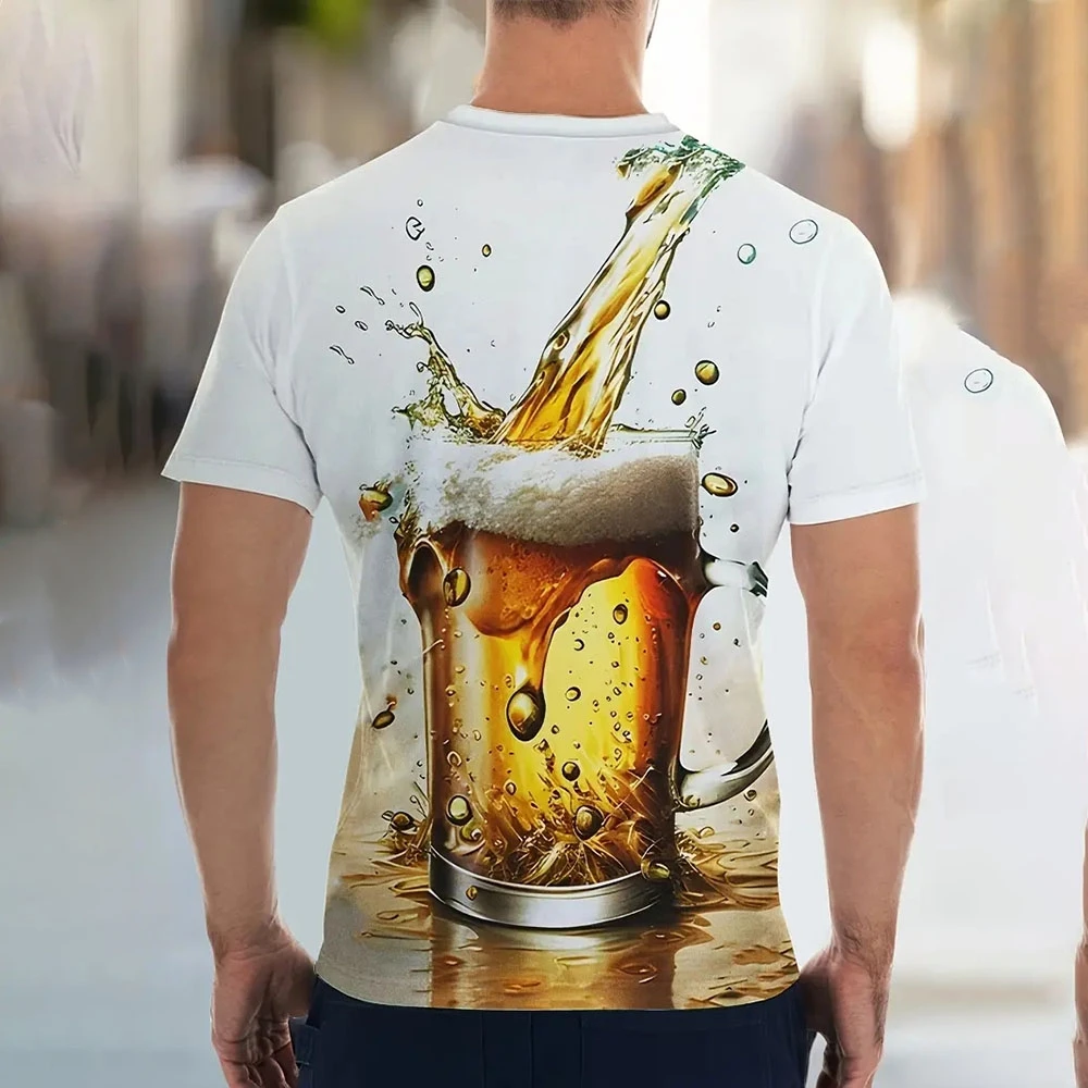 Camiseta con estampado 3d para hombre, camisa divertida de cerveza, ropa de calle informal de verano, Unisex, 2023