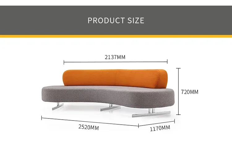 Luxury designer modern hotel lobby round sofa reception Italian moon C-shaped sofa furniture oval fabric curved sofa