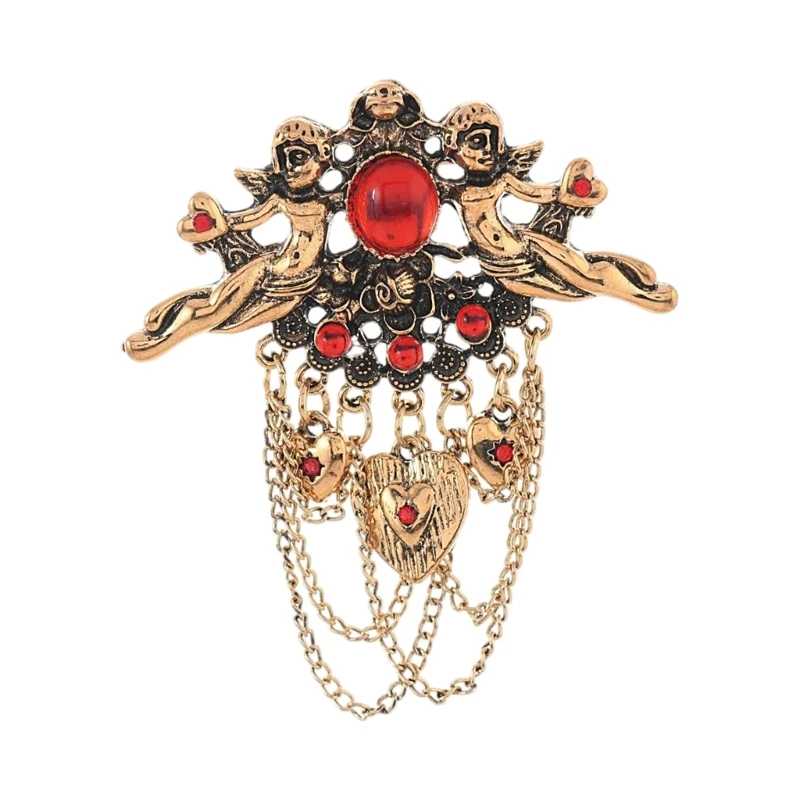 Angel Wing Brooch Craft Of Alloy With Romance Heart Charm