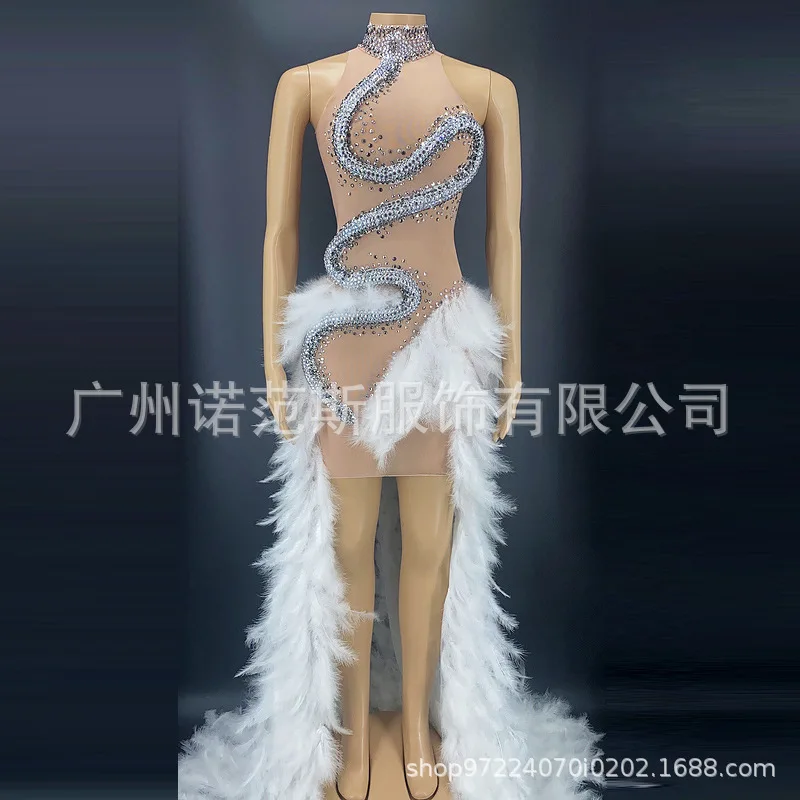 Abito da sera lungo da club e da sera senza maniche con diamanti a forma di serpente estivo - Abiti da donna sexy ed eleganti per feste e matrimoni