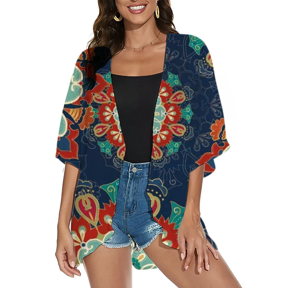 Kimono Chiffon T-shirts Blouse Fashion Summer Women Kimono Cardigan Shirt Beach Swimwear Coat Sun-protection Outwear Cover Ups