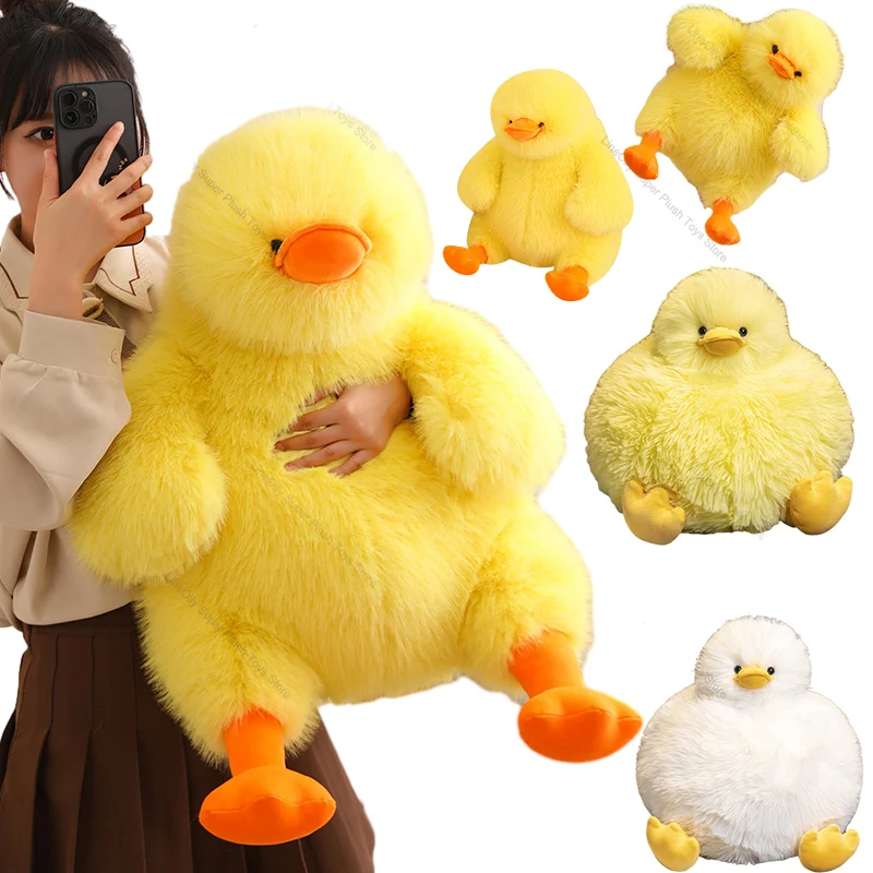 New Creative Fluffly Fat Duck Plush Toy Cute Stuffed Animal Soft Hairy Cartoon Pillow Sofa Cushion for Girls Kids Gift Home Deco