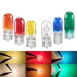 10Pcs T10 W5W LED Car Light Bulb Reading Light Car Halogen Bulb 194 168 For Car Gap Light Amber Blue Yellow Red Color Glass Lamp
