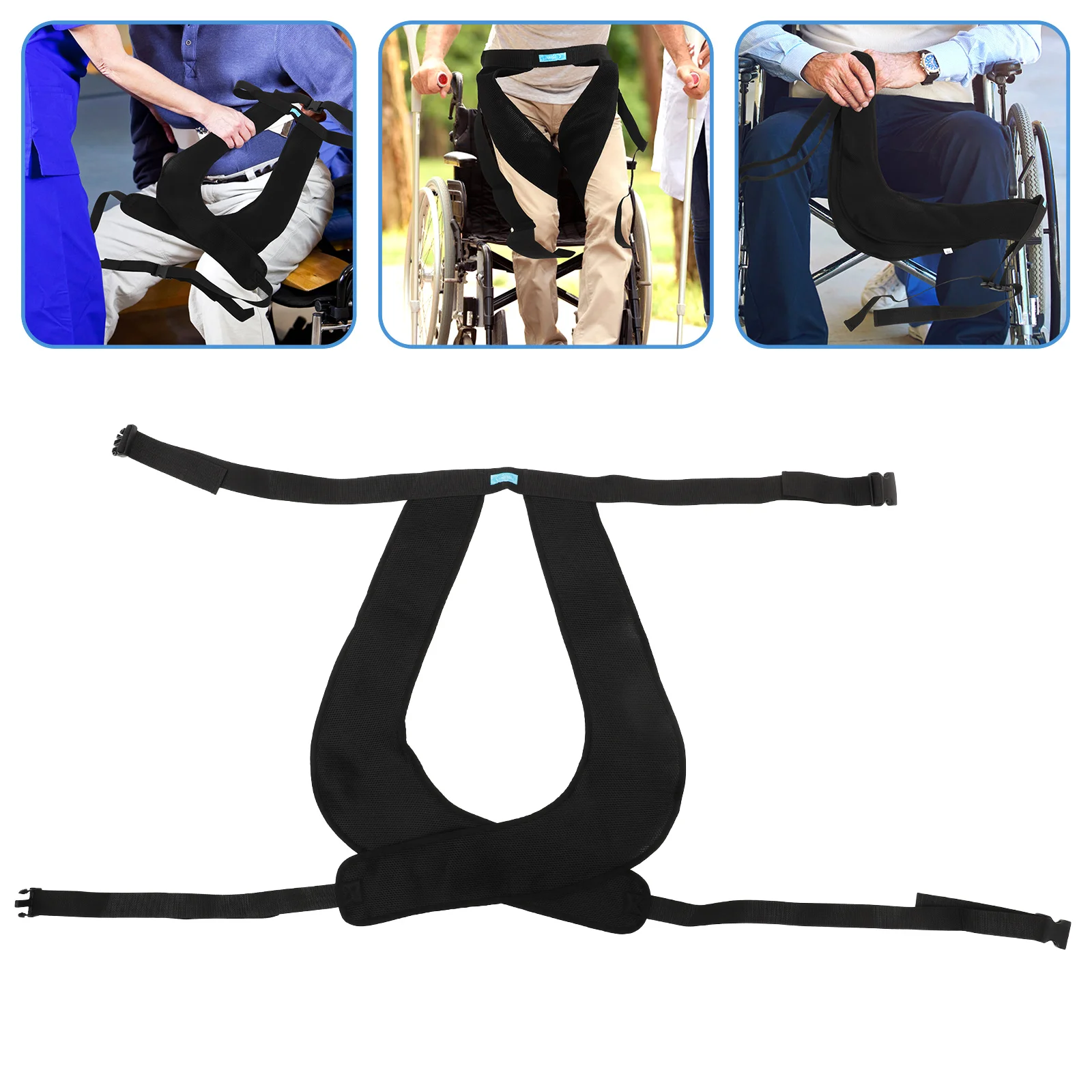 

Adjustable Wheelchair Leg Fixing Strap Safety Belt For Elderly Disabled Black Breathable Hip Band Wheelchair Supplies