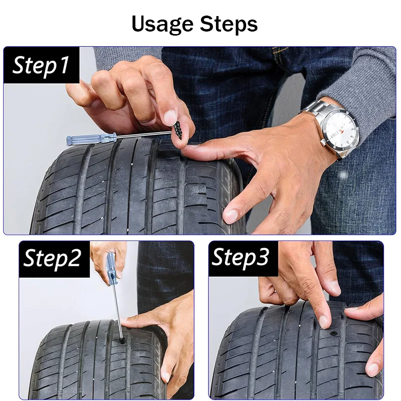 Imagem -05 - Pregos de Reparo de Punção de Pneus para Carro Motocicleta Scooter Bicicleta Vácuo Reparação de Pneus Conjunto de Unhas de Borracha Universal Ferramenta de Reparo de Pneus de Carro