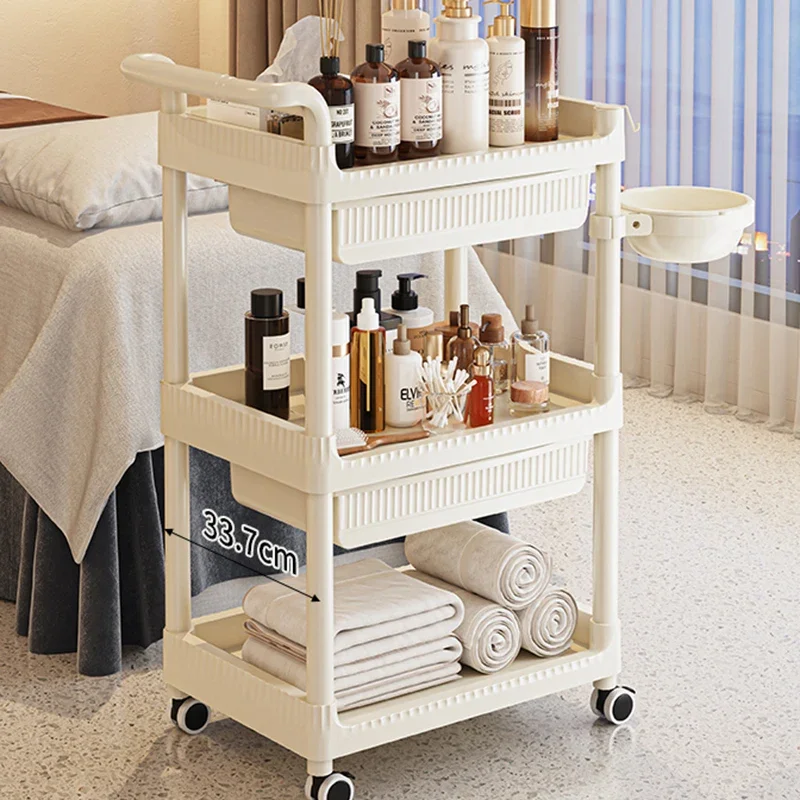 

Cream Style Simplicity Trolley Barber Shop Storable Modern Trolley Designer Multifunctional Furniture Pousser Un Chariot HBSC