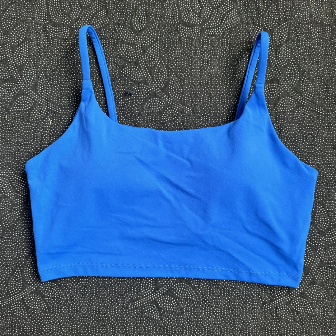 Solid Color Tight Fitness Women Sport Bra Spaghetti Strap Gym Yoga Bra Athletic Underwear Soft Top Workout Train With Chest Pad image 5