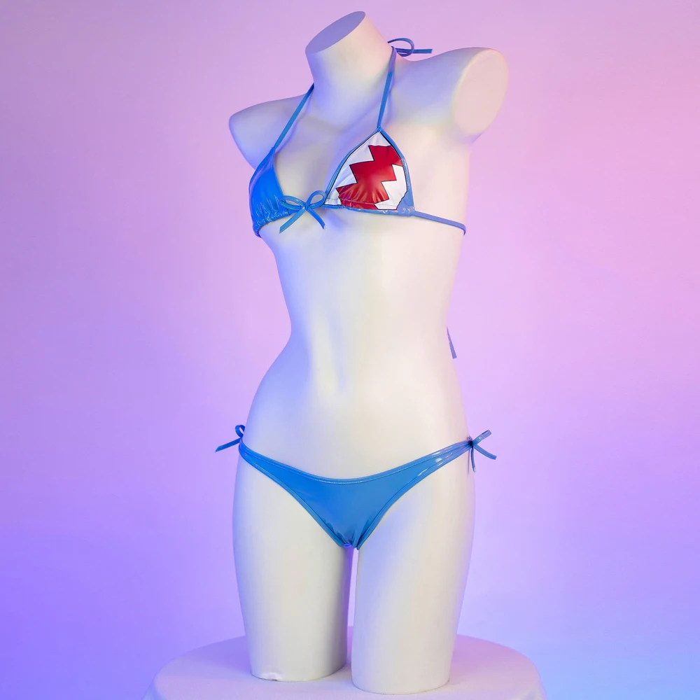 AniLV Big Shark Bikini Costume da bagno donna Anime Game Set di biancheria intima in pelle a tre punti Costume Cosplay