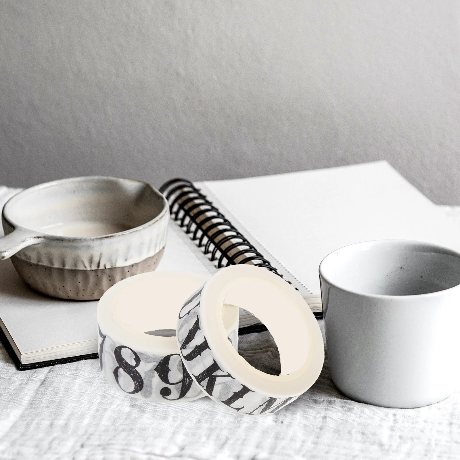 4 Rolls Retro Style Alphabet Number Washi Tape Long-Lasting Decorative DIY Craft Adhesive Scrapbook Sticker DIY Tape