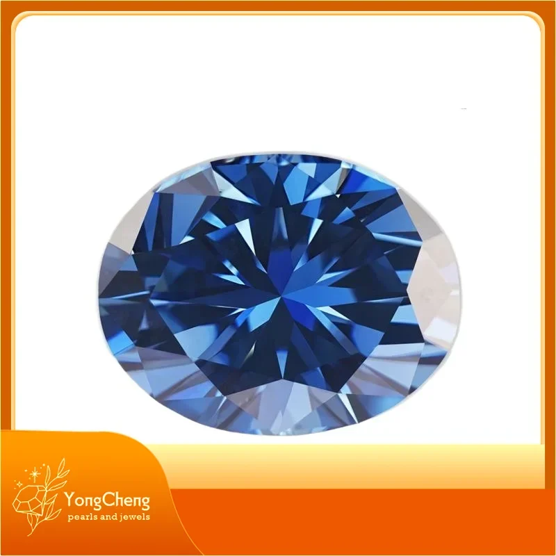 

Moissanite Stone Oval Cut Sapphire Blue Colour Lab Created Synthetic Gemstone Passed Diamond Tester Comes With GRA Certificate