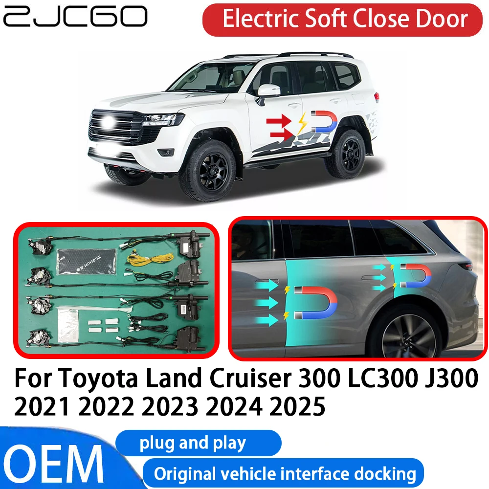 ZJCGO for Toyota Land Cruiser 300 LC300 J300 2021~2025 Car Automatic Electric Soft Close Door Closer System OEM Plug and Play