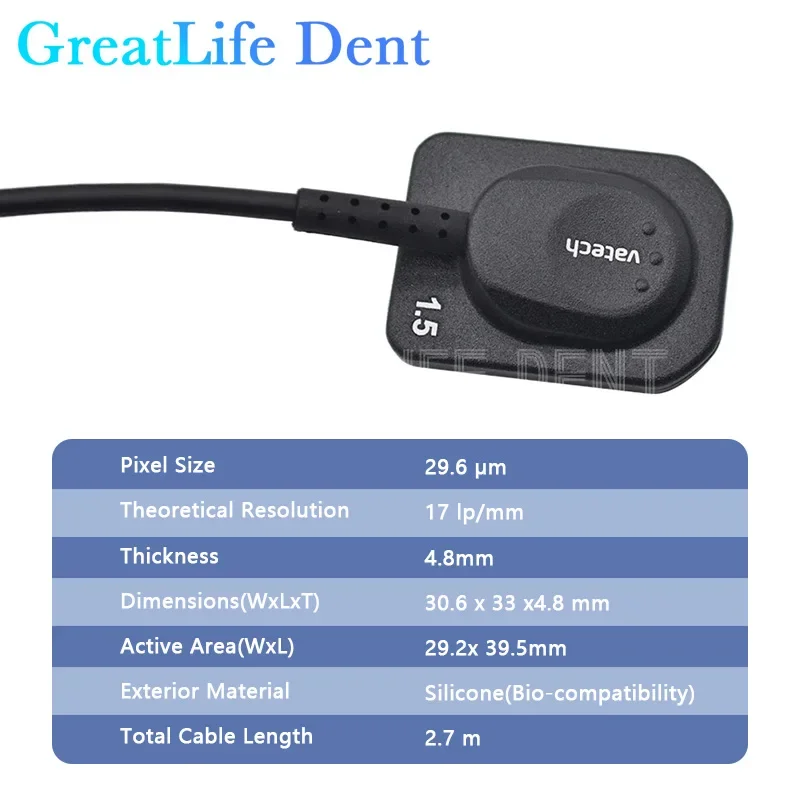 GreatLife Dent Intra-oral Sensor Ezsensor Size1.5 Digital USB X-ray Rvg Sensor Vatech EzSensor Soft Dental X-ray Imaging System