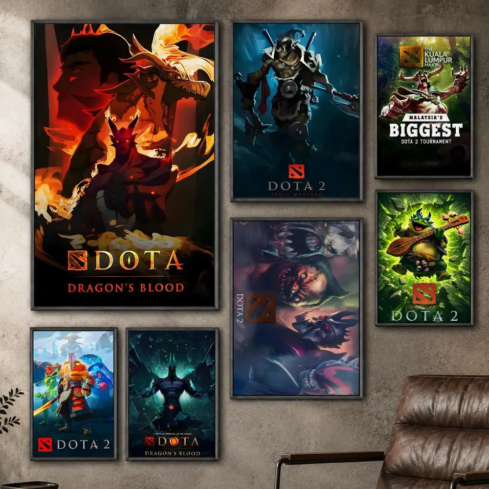 Game Dota 2 MOBA Heroes Valve Esports Poster  PP Self Adhesive Home Garage Dorm Bar Wall Decor Aesthetic Retro Gift